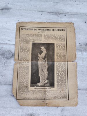 Document ancien – Apparition de Notre‑Dame de Lourdes – Vierge couronnée 1876