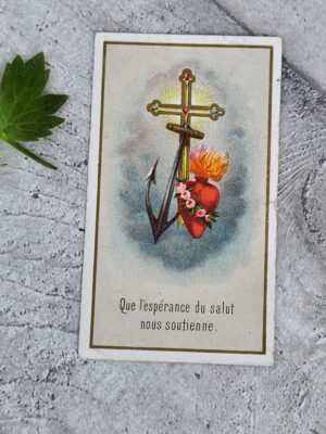Carte Pieuse Ancienne – Foi Espérance Charité – Image Religieuse Catholique – Carte de Prière Vintage – Objet de Dévotion Rare