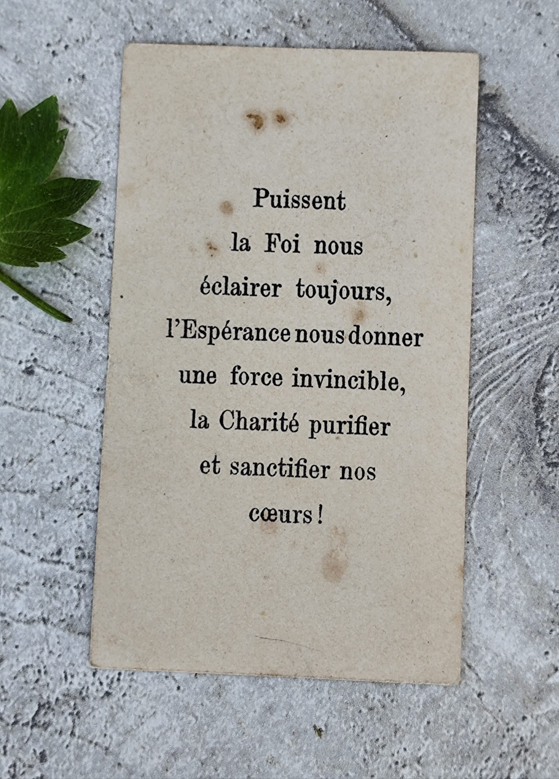 Carte Pieuse Ancienne – Foi Espérance Charité – Image Religieuse Catholique – Carte de Prière Vintage – Objet de Dévotion Rare – Image 2