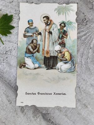 Carte religieuse ancienne Saint François Xavier – image pieuse vintage – collection catholique