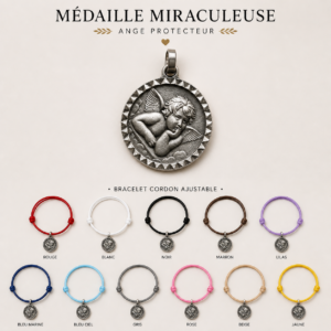 Bracelet médaillon ange ajustable – Couleur au choix