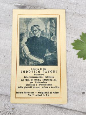 Carte religieuse ancienne Lodovico Pavoni – recto verso + livret intégré – Italie début XXe