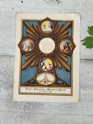 Image pieuse ancienne – Congrès Eucharistique National de Lisieux 1937 – Illustration religieuse vintage
