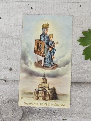 Carte religieuse ancienne Notre-Dame d’Orcival – Image pieuse vintage – Souvenir ND Orcival – Carte prière ancienne – Dévotion catholique