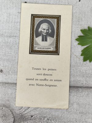 Image pieuse ancienne Saint Jean-Marie Vianney Curé d’Ars – carte religieuse vintage citation