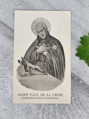 Carte religieuse ancienne – Saint Paul de la Croix – Prière indulgenciée (Pie IX, 1853) – Dévotion Passioniste