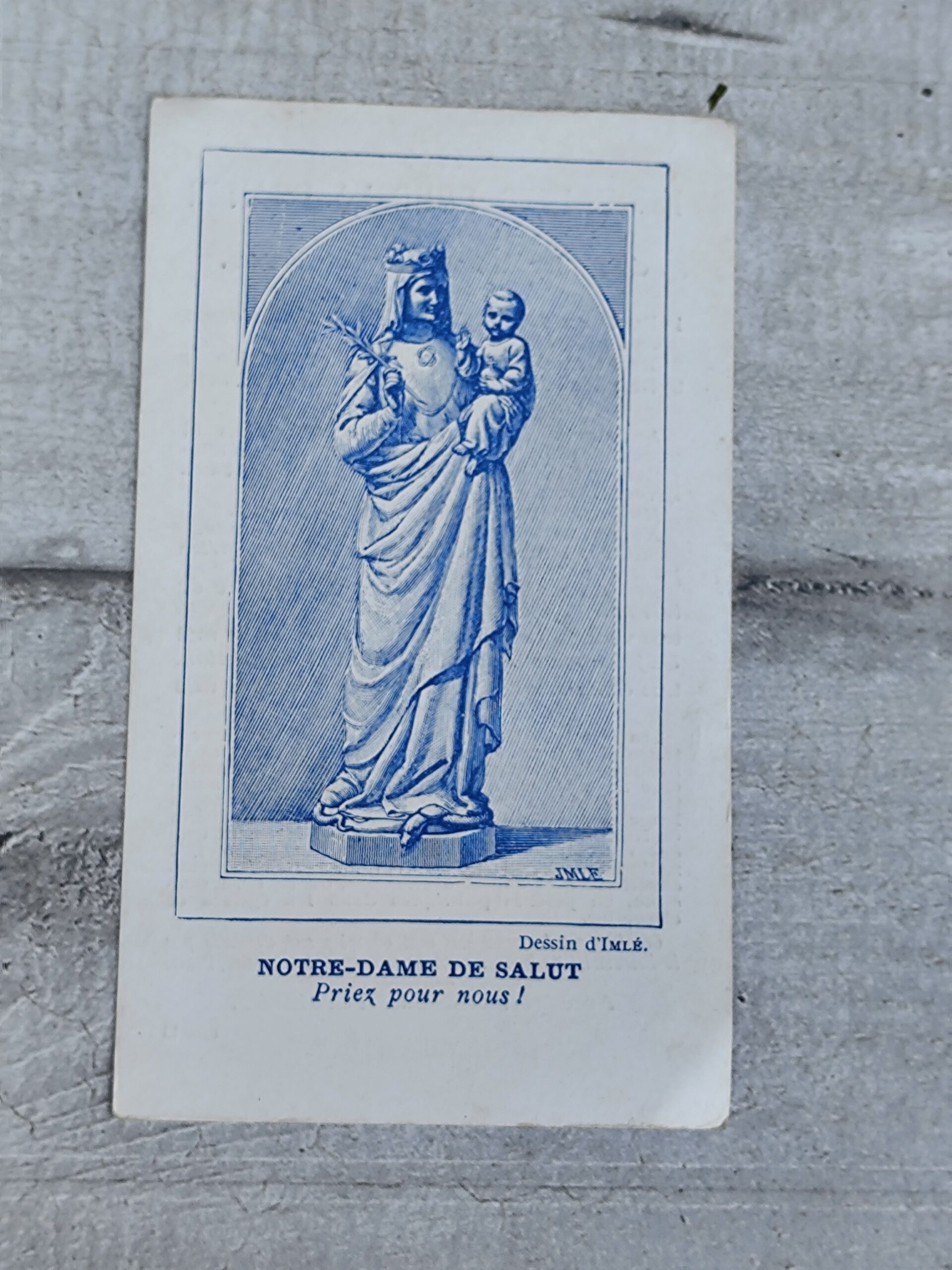 Carte pieuse ancienne Notre‑Dame de Salut & Neuvaines pour la France – 1914