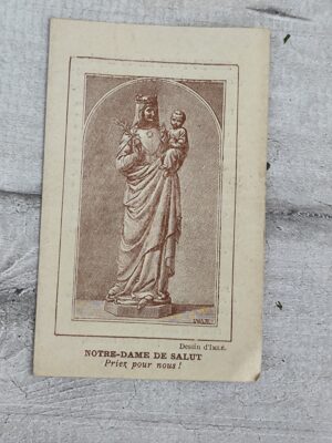Carte pieuse ancienne Notre‑Dame de Salut — Prières pour la France & Ligue de l’Ave Maria (début XXᵉ)