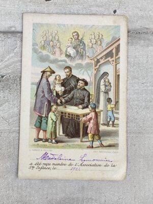 Carte ancienne Œuvre de la Sainte‑Enfance — Certificat d’adhésion 1921 & prière à l’Enfant Jésus