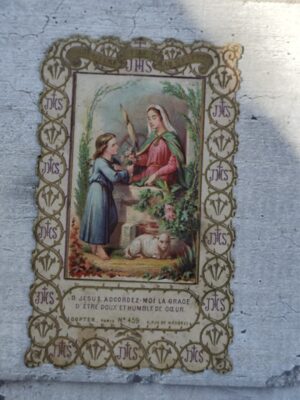 Carte pieuse ancienne — O Jésus, accordez‑moi la grâce d’être doux et humble de cœur — Lopiter & Dopter, Paris